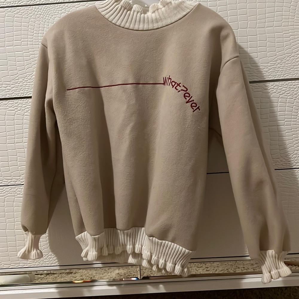 cute ruffle trim sweater